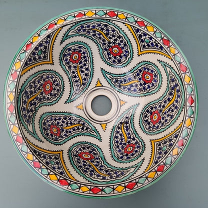 Lavabo en céramique Marocain Fez Multicolore – Plusieurs tailles (25–50 cm)