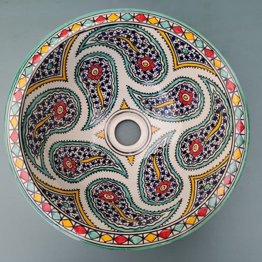 Multicolore Moroccan Fez Ceramic Sink – Multiple Sizes (25–50 cm)