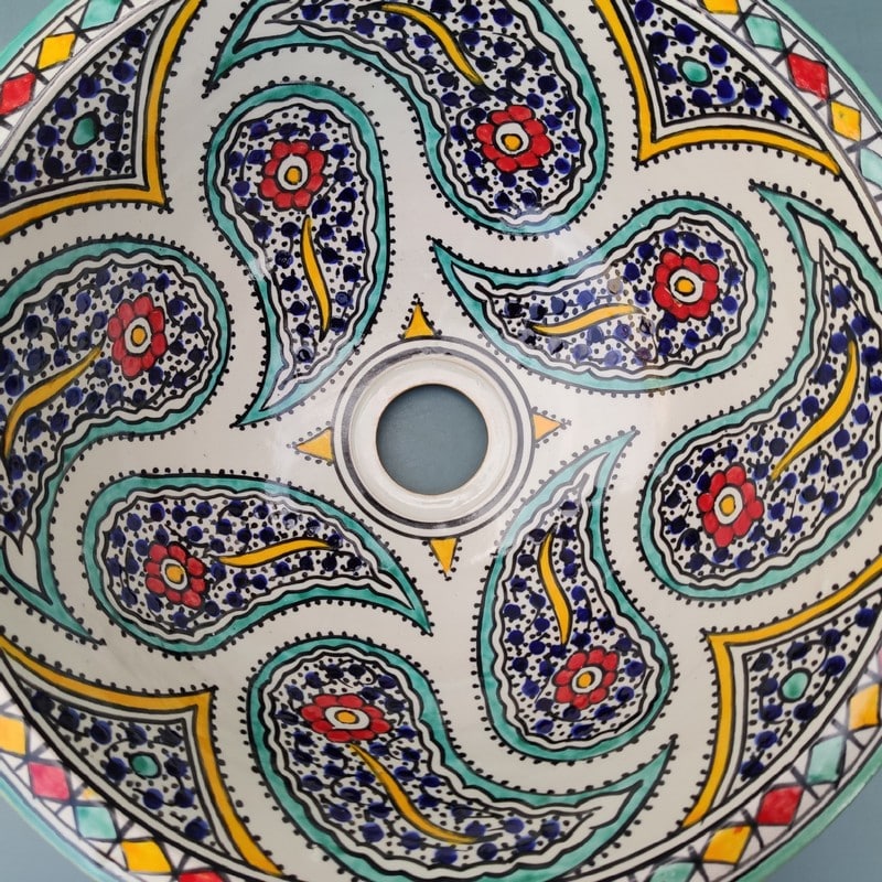 Lavabo en céramique Marocain Fez Multicolore – Plusieurs tailles (25–50 cm)