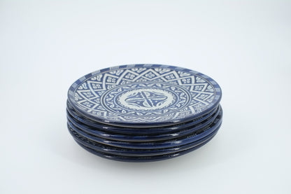 6 dinner plates blue and white dinner set ,handmade and hand painted