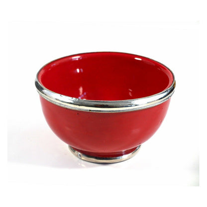 Moroccan Glazed Bowls with Berber Silver Trim- Set of 4