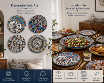Moroccan Ceramic Plates | Decorative & Everyday Use | Dishwasher & Microwave Safe