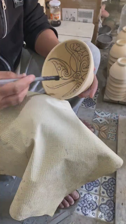 6 Bowls with floral motifs - Fez ceramics - Morocco