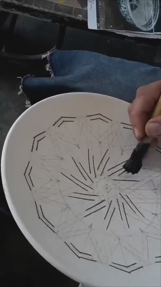 6 dinner plates blue and white dinner set ,handmade and hand painted