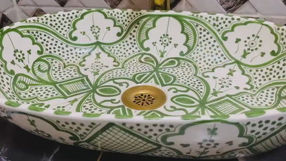 Oval Moroccan Sink Hand-Painted Oval Bathroom Sink