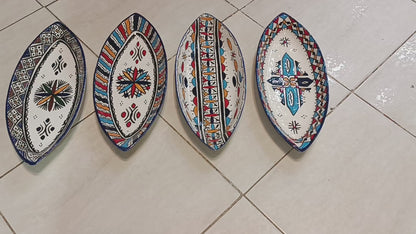 Moroccan Handmade Ceramic Oval Platter 34cm – Traditional Fez Pottery Serving Dish