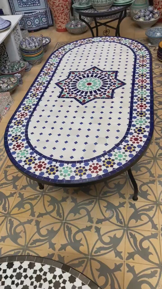 Handcrafted Moroccan Mosaic Table – Fez Zellige Art