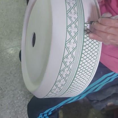 Custom Hand Painted Green Ceramic Moroccan Sink - CHABKA Intricate Design for Bathroom Sink