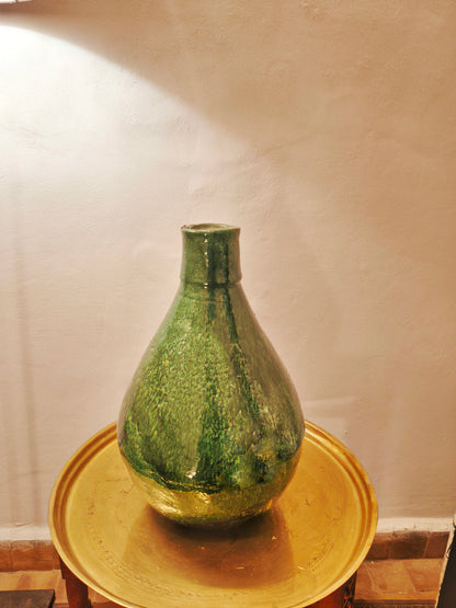 Large Green Tamegroute Vase – Handmade Moroccan Tamegroute Pottery