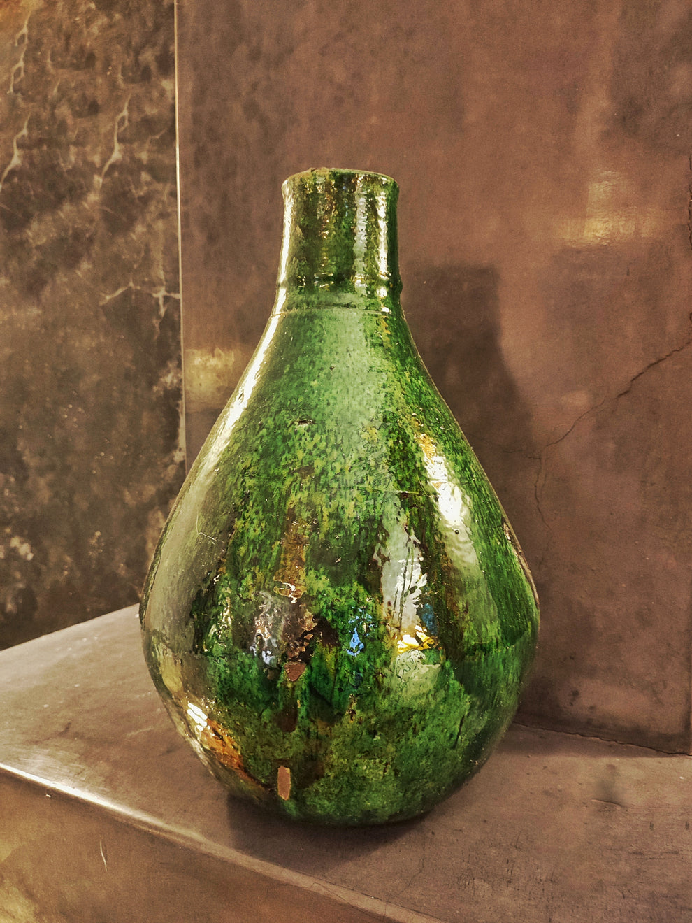 Large Green Tamegroute Vase – Handmade Moroccan Tamegroute Pottery