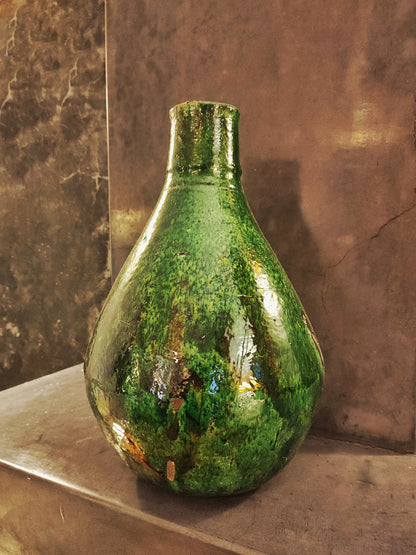 Large Green Tamegroute Vase – Handmade Moroccan Tamegroute Pottery